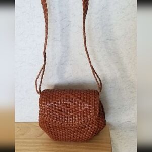 Stunning Brown Woven Leather Crossbody Bag De Veche